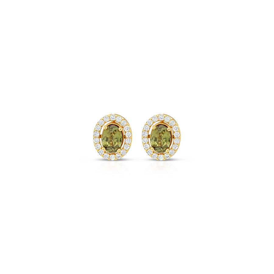 ECRU Yellow Gold Demantoid Garnet and diamond Earrings