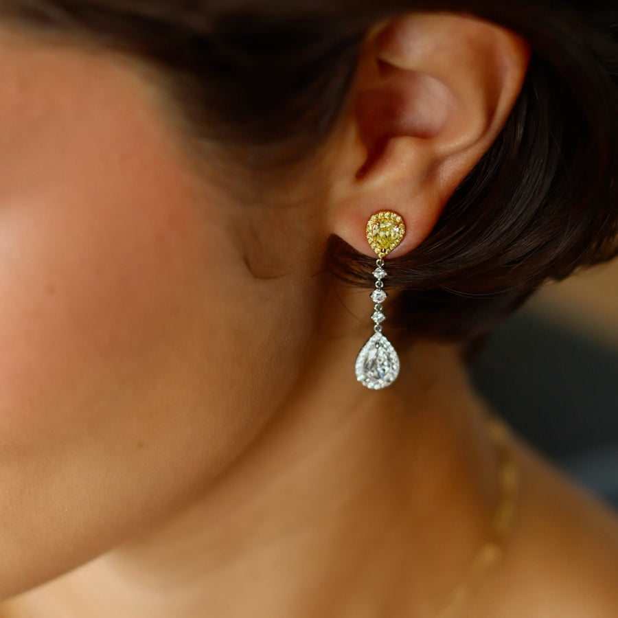 COSMIA White And Yellow Gold Diamonds And Yellow Diamonds Earrings