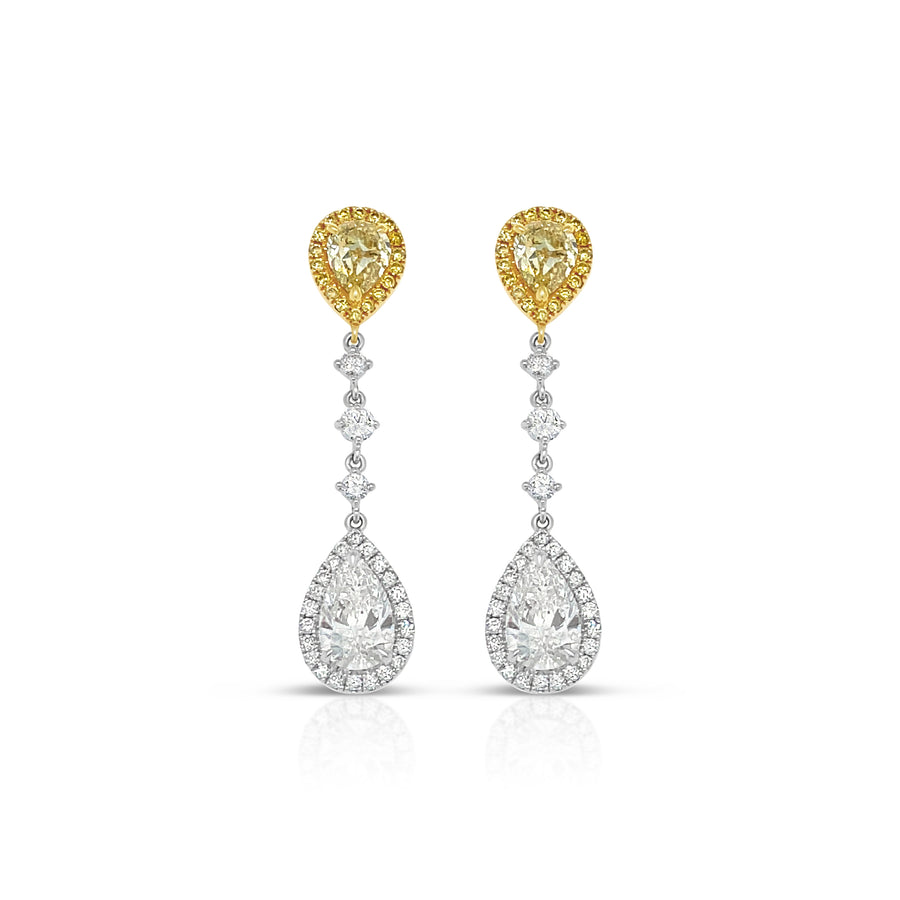 COSMIA White And Yellow Gold Diamonds And Yellow Diamonds Earrings