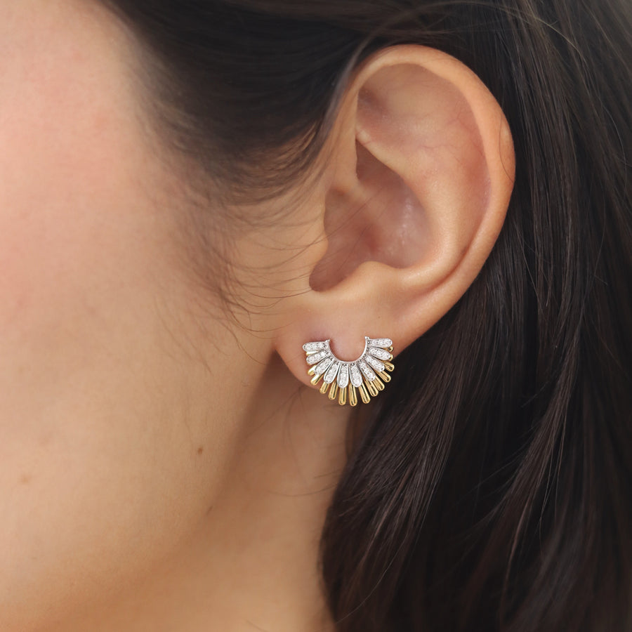 RAMONA White And Yellow Gold Diamonds Earrings
