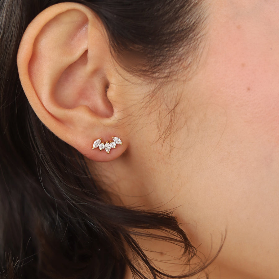 AGGIE White And Rose Gold Diamonds Earrings