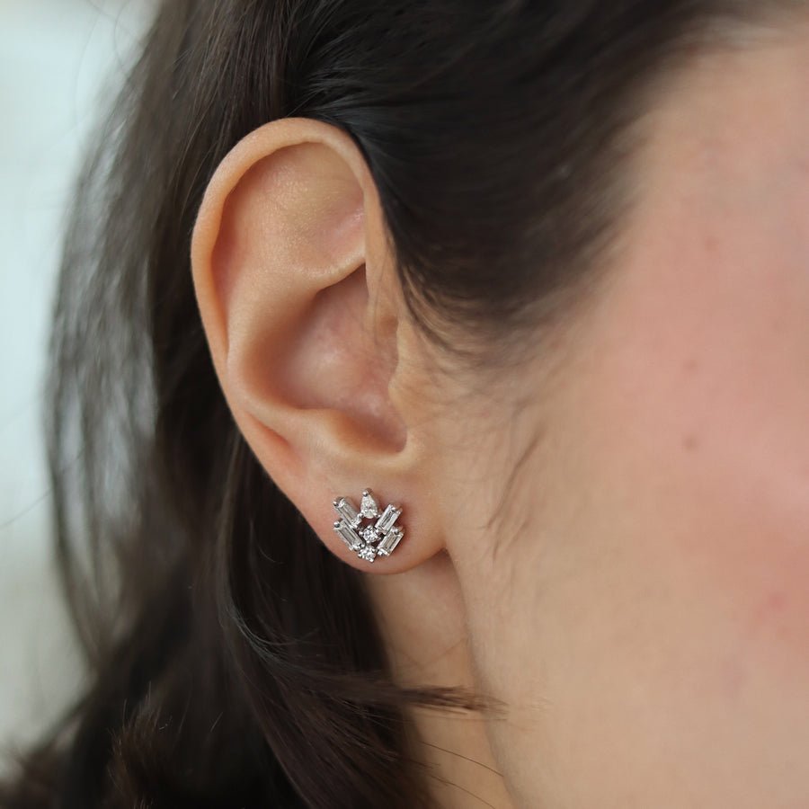 DRACI White Gold Diamonds Earrings