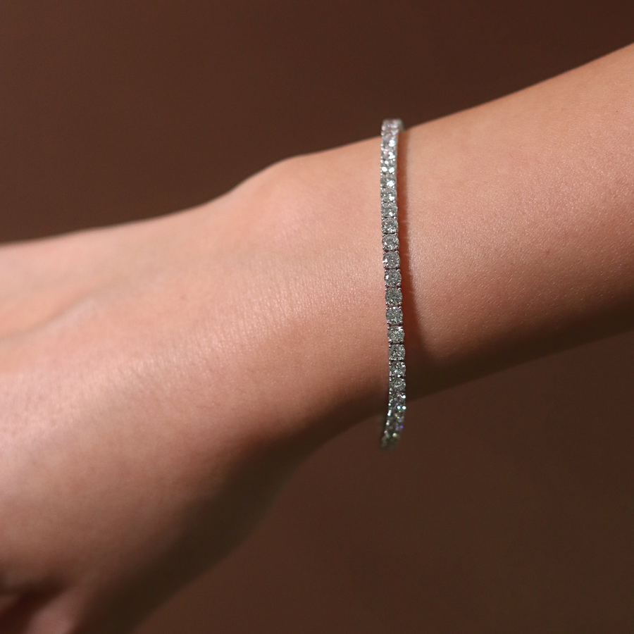 Silver bracelet on a wrist