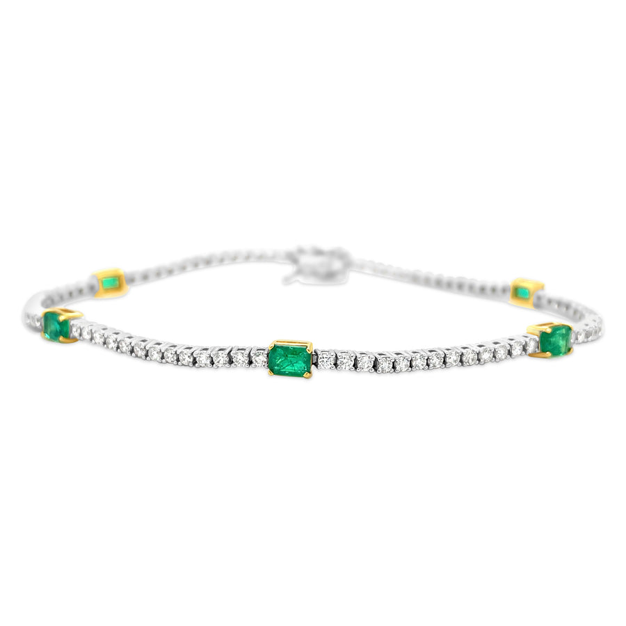 GREEN QUEEN White & Yellow Gold Diamonds with Emeralds Bracelet