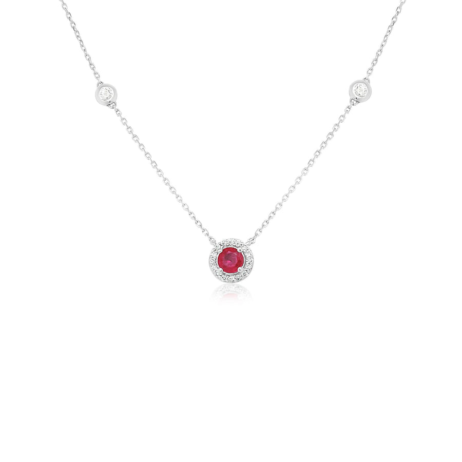 CELINE Ruby and Diamond White Gold Necklace