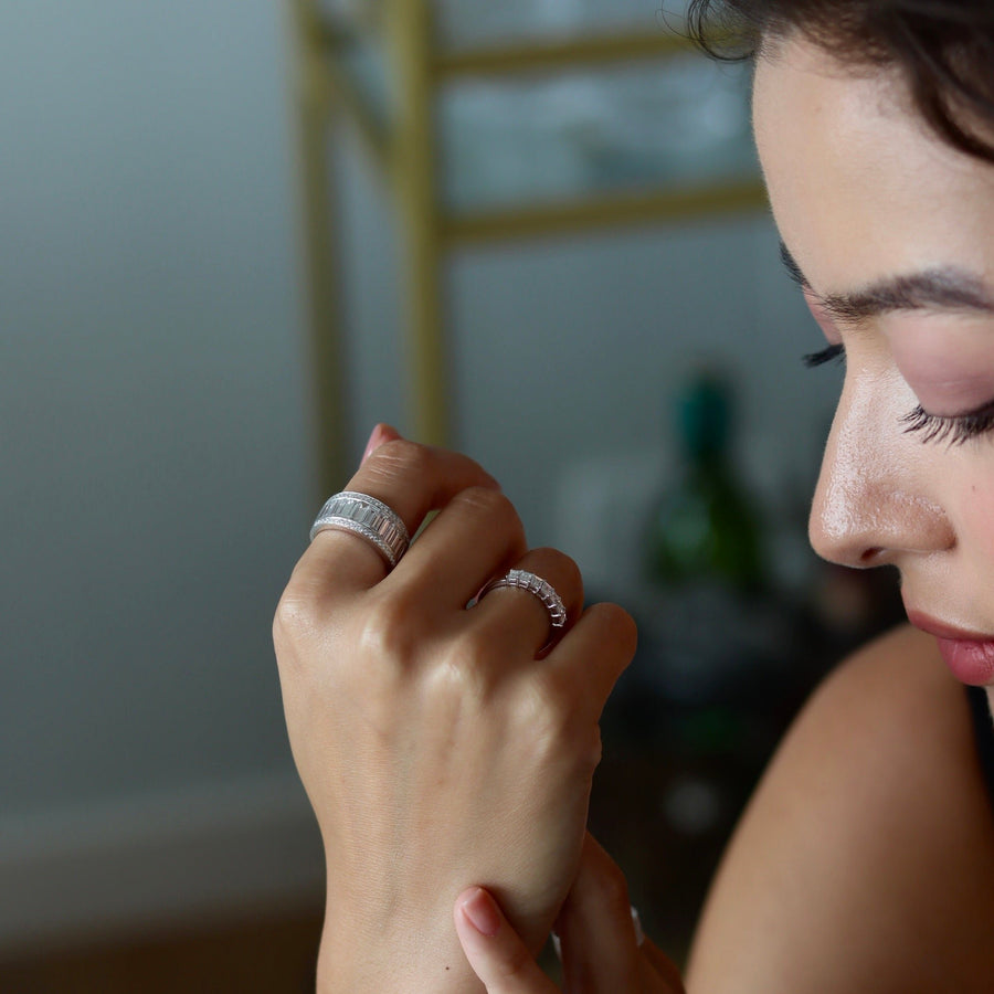 GABIN White Gold Baguette and Round Diamond Ring