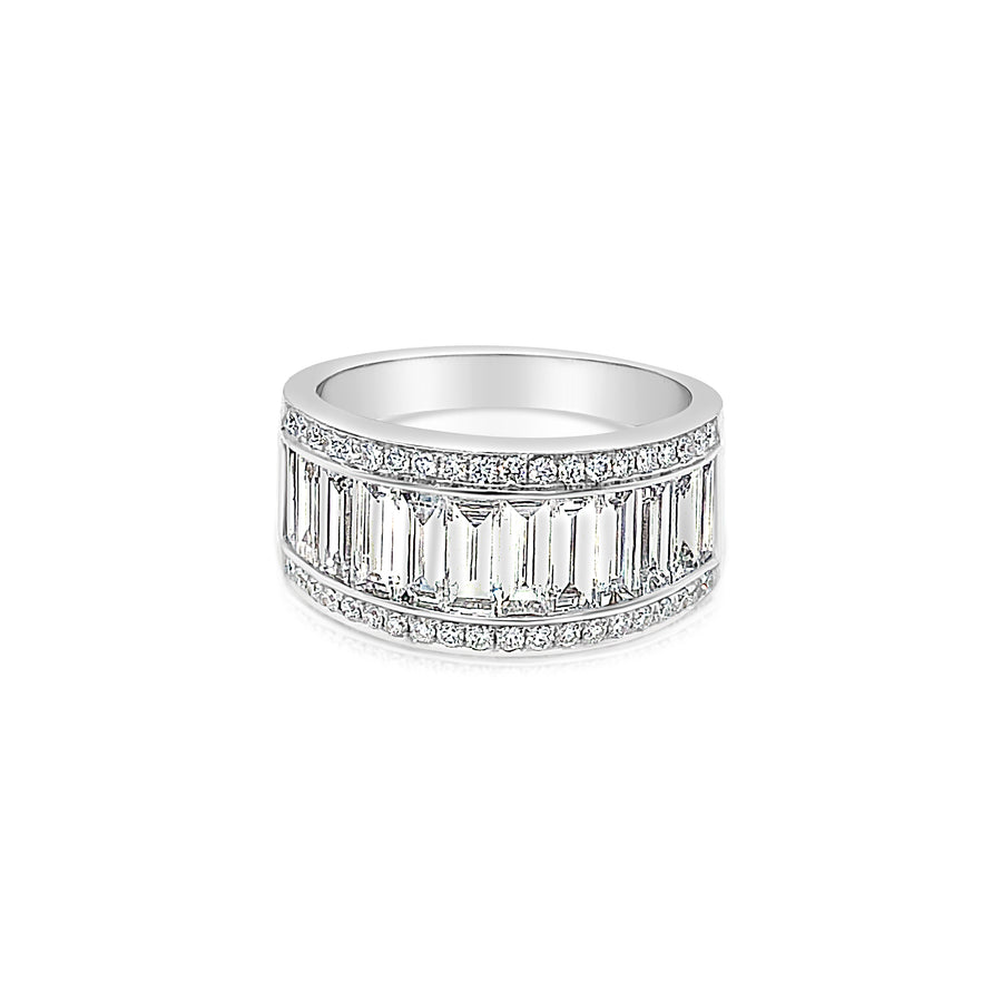 GABIN White Gold Baguette and Round Diamond Ring