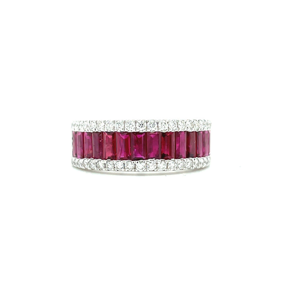 LYSANDER White Gold Diamond and Ruby Ring