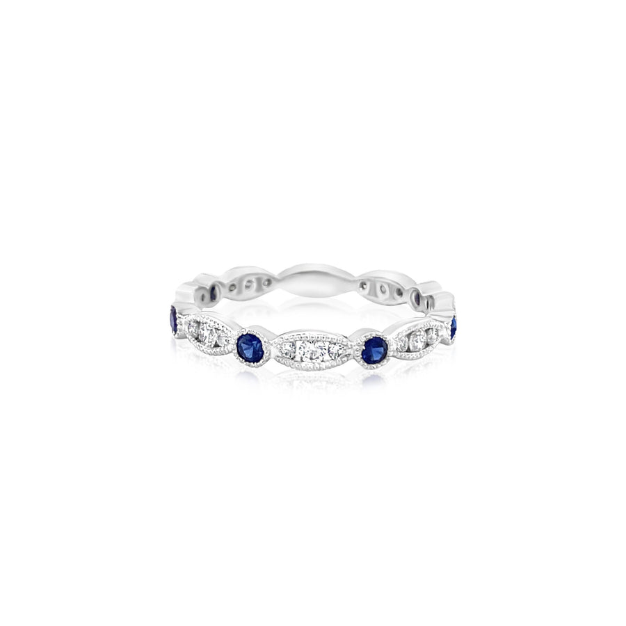 FLORA White Gold Diamond and Sapphire Ring